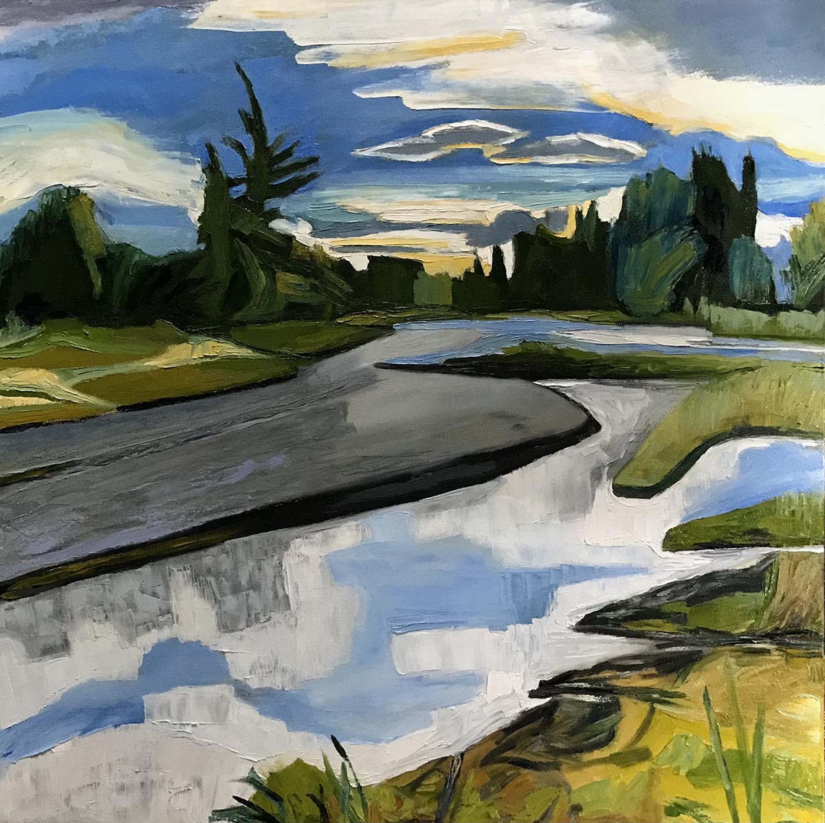 Hart James Nisqually Dreamin' oil and charcoal on canvas 36x36 2022